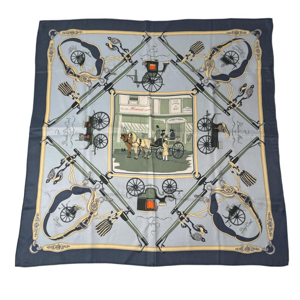 Hermes scarf/muffler, Carre 70, Palonniers (carriage design), for women.